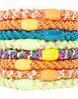 L. Erickson Grab & Go Pony - Monkey Business - 8 Pack Ponytail Holder Hair Ties - Orange Neon Mix 90s
