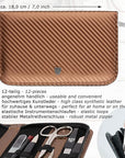 3 Swords Germany – Brand Quality 12 Piece Manicure Pedicure Grooming kit Set for Professional Finger & Toe Nail Care with Copper Synthetic Leather case - Made in Germany