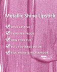 MAKI YIKA Pink Lipstick for Women Metallic Lipsticks Glitter Long Lasting Lipstick No Smudge No Transfer Liquid Lip Gloss (BR012 Paradise)