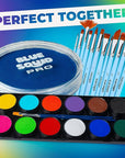 Blue Squid Face Paint Water Based Single Cake Professional Face Paint & Body Paint - Water Activated, Kids Adults Face Painting for Costume, Halloween Makeup, Cosplay - Neon Blue Face Paint 30g