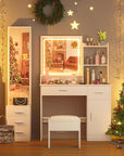 INTERGREAT Makeup Vanity Desk with Lights and Full-Length Mirror, White Vanity Table Set with 3 Lighting Modes, Dressing Table with Drawers, Large Vanity Desk for Women and Girls' Bedroom