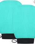 Valitic Exfoliating Glove Body Scrubber - Exfoliating Mitt Dead Skin Remover, Shower Face and Body Exfoliator - Korean Style Skin Scrubber Washcloth - Spray and Self Tan Remover, Pair Turquoise