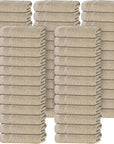 Tens Towels Pack of 60 Washcloths, 12 x 12 Inches, Lighter Weight, Quick to Dry, Super Soft & Absorbent, Gentle Face Towels, Hotel Quality, Perfect for Bathroom, Gym, Spa (Beige, 60 Pack)