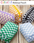 Pazimiik checkered makeup bag for
