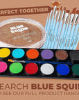 Blue Squid Face Paint Water Based Single Cake Professional Face Paint & Body Paint - Water Activated, Kids Adults Face Painting for Costume, Halloween Makeup - Metallic Antique Gold Face Paint 30g