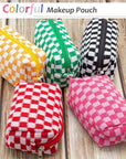Pazimiik checkered makeup bag for