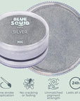 Blue Squid PRO Face Paint - Professional Water Based Single Cake Facepaint & Body Paints - SFX Makeup, Kids Adults Face Painting for Costume, Halloween, Cosplay - Metallic Silver 90g / 3oz