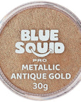 Blue Squid Face Paint Water Based Single Cake Professional Face Paint & Body Paint - Water Activated, Kids Adults Face Painting for Costume, Halloween Makeup - Metallic Antique Gold Face Paint 30g