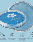 Blue Squid Face Paint Water Based Single Cake Professional Face Paint & Body Paint - Water Activated, Kids Adults Face Painting for Costume, Halloween Makeup, Cosplay - Metallic Blue Face Paint 30g