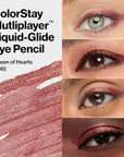 REVLON ColorStay Multiplayer Liquid-Glide Eye Pencil, Multi-Use Eye Makeup With Blending Brush, Blends Then Sets, Creamy Texture, Waterproof, Smudge-proof, Longwearing, 406 Queen of Hearts, 0.03 oz