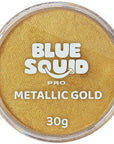 Blue Squid Face Paint Water Based Single Cake Professional Face Paint & Body Paint - Water Activated, Kids Adults Face Painting for Costume, Halloween Makeup, Cosplay - Metallic Gold Face Paint 30g