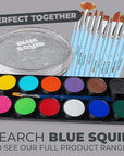 Blue Squid Face Paint Water Based Single Cake Professional Face Paint & Body Paint - Water Activated, Kids Adults Face Painting for Costume, Halloween Makeup, Cosplay - Metallic Silver Face Paint 30g