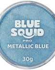 Blue Squid Face Paint Water Based Single Cake Professional Face Paint & Body Paint - Water Activated, Kids Adults Face Painting for Costume, Halloween Makeup, Cosplay - Metallic Blue Face Paint 30g