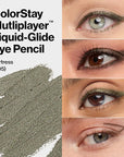 REVLON ColorStay Multiplayer Liquid-Glide Eye Pencil, Multi-Use Makeup With Blending Brush, Blends Then Sets, Creamy Texture, Waterproof, Smudge-proof, Longwearing, 405 Fortress, 0.03 Oz