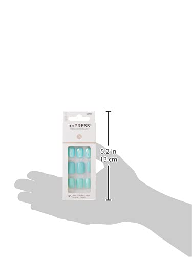 KISS imPRESS Press-On Manicure, Nail Kit, PureFit Technology, Short Press-On Nails, 'Rain Check', Includes Prep Pad, Mini Nail File, Cuticle Stick, and 30 Fake Nails (Pack of 2)