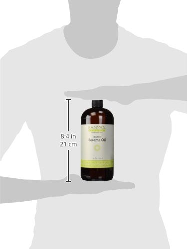 Banyan Botanicals Sesame Oil – Organic & Unrefined Ayurvedic Oil for Skin, Hair, Oil Pulling & More – Multiple Sizes – 34oz. – Non GMO Sustainably Sourced Vegan