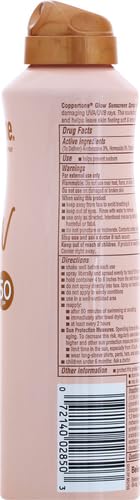 Coppertone Glow with Shimmer Sunscreen Spray SPF 50, Water Resistant Spray Sunscreen, Broad Spectrum SPF 50 Sunscreen Spray, 5 Oz Spray