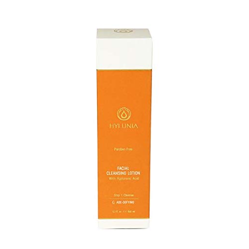 Hylunia Skincare Gentle Cleansing Lotion 5.1 oz with Hyaluronic Acid & Olive Oil Squalene – Hydrating, Non-Drying, pH Balanced Facial Cleanser for Sensitive & Mature Skin, Makeup Remover