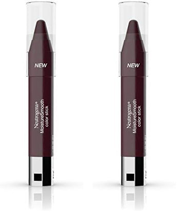 Neutrogena MoistureSmooth Color Stick for Lips, Moisturizing and Conditioning Lipstick with a Balm-Like Formula, Nourishing Shea Butter and Fruit Extracts, 180 Deep Plum, .011 oz (Pack of 2)