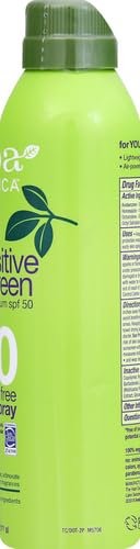 Alba Botanica Sensitive Sunscreen Spray for Face and Body, Fragrance-Free, Broad Spectrum SPF 50, Water Resistant, 5 fl. oz. Bottle (Pack of 2)