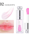 Plumping Lip Oil,Hydrating Gloss Tinted Lip Balm Transparent Lip Care,Big Brush Head Glitter Shine,Long Lasting Nourishing Non-sticky Fresh Textureand Dry Lips Care Products0.2 OZ(002#CLEAR TO PINK)