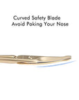 LIVINGO 3.75" Small Safety Facial Nose Hair Scissors, Curved Blade with Rounded Tip Stainless Steel for Manicure Cuticle, Eyebrow, Dry Skin (Gold)
