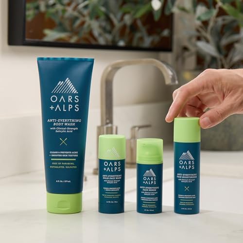 Oars + Alps Anti-Everything Facial Moisturizer with 1.0% Salicylic Acid Anti Acne Treatment, Fragrance Free Acne Fighting Face Moisturizer, Non-Greasy & Free of Parabens + Phthalates, 1.7 fl. oz