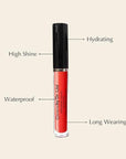 Vegan Moisturizing, Long Lasting Lip Gloss - Satin & Glitter - Allergen Free for Sensitive Skin - Apple Red by Dr. Liia