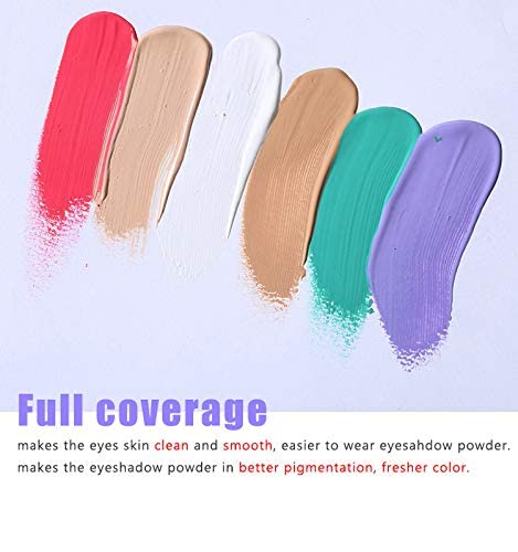 MAEPEOR Matte Eyeshadow Primer 6 Colors Prevent Oily Lids and Creasing Eye Primer Base Long-lasting Waterproof & Smudgeproof Eye Base Makeup for All Shadows (0 White)