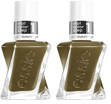 essie Gel Couture Long-Lasting Nail Polish, 8-Free Vegan, Pattern Play, Olive Green, Fab Totally Plaid, 0.46 Ounce (Pack of 2)