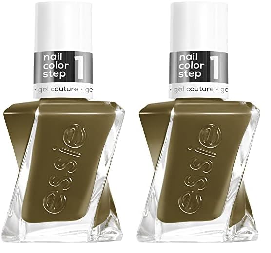 essie Gel Couture Long-Lasting Nail Polish, 8-Free Vegan, Pattern Play, Olive Green, Fab Totally Plaid, 0.46 Ounce (Pack of 2)