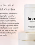 Beam Collagen Powder, Collagen for Women, Collagen with Hyaluronic Acid, Collagen Peptides Type 1 and 3, with Biotin, Grass Fed Bovine, Third-Party Tested, Best for Coffee, Vitamin C, 60 Servings