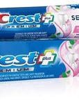 Crest Premium Plus Sensitive Toothpaste with Active Foam Whitening, Soothing Mint Flavor, 7oz (Pack of 2)