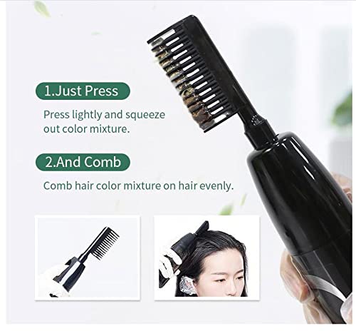 Hair Dye Shampoo Dark Brown Permanent YIZHONG Hair Color For 100% Gray Coverage Women Men Dark Easy Comb Dyeing (tea black brown)… (black tea)