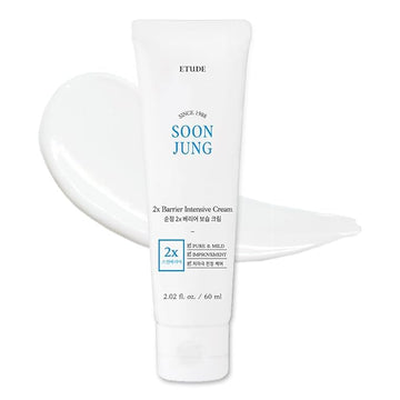ETUDE SoonJung 2x Barrier Intensive Cream 60ml (21AD) | Hypoallergenic Shea Butter Hydrating Facial Cream for Sensitive Skin, Water-oil Balance & Panthenol for Damaged Skin | Korean Skin Care