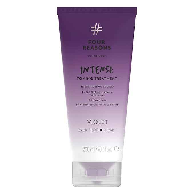 Four Reasons Color Mask INTENSE- Violet – (27 Colors) Intensive Toning Treatment - Color Depositing Conditioner – Semi Permanent Hair Dye for Lightened and Colored Hair– 100% Vegan, 6.76 fl oz