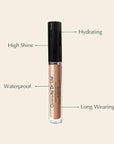 Vegan Moisturizing, Long Lasting Lip Gloss - Satin & Glitter - Allergen Free for Sensitive Skin - Shimmer Brown by Dr. Liia