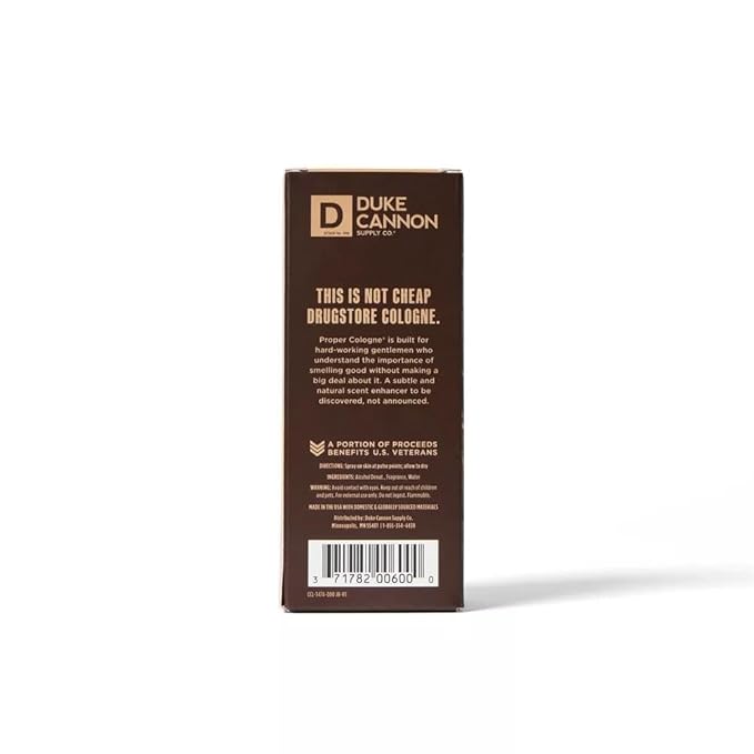 Duke Cannon Proper Cologne Palomino | Men's Eau de Parfum | Mahogany and Vanilla | Subtle, Long-Lasting Natural Scent | 1.7 fl oz