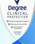 Degree Clinical Protection Antiperspirant Deodorant 72-Hour Sweat & Odor Protection Shower Clean Antiperspirant for Women 1.7 oz