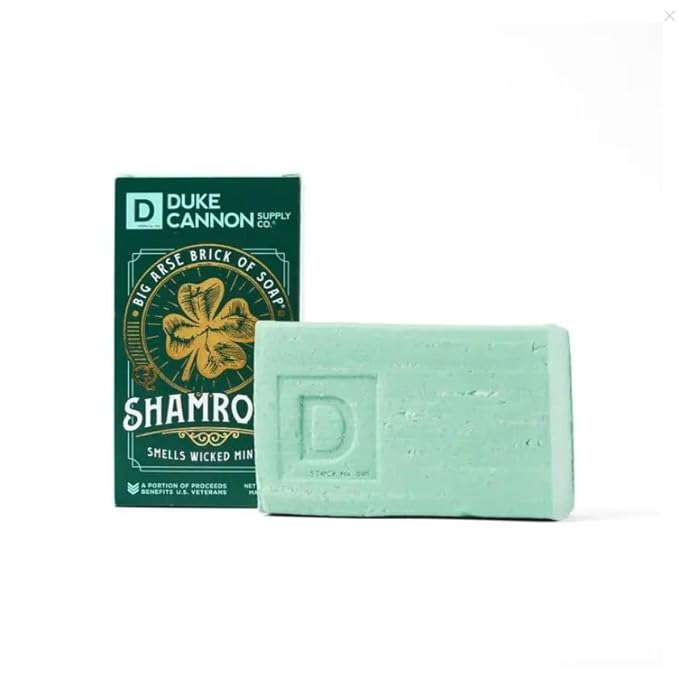 Duke Cannon Big Arse Brick of Soap – Shamrock, 10 oz – Triple-Milled, Long-Lasting Bar Soap with Wicked Minty Scent, Limited Edition (Pack of 3)