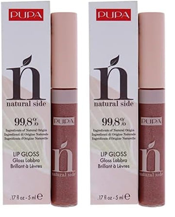 Pupa Milano Natural Side Lip Gloss - High Shine And Color Payoff - Nourishing Formula - Made With Natural Ingredients - Enriched With Oils To Moisturize The Lips - 004 Pearly Nude - 0.17 OZ