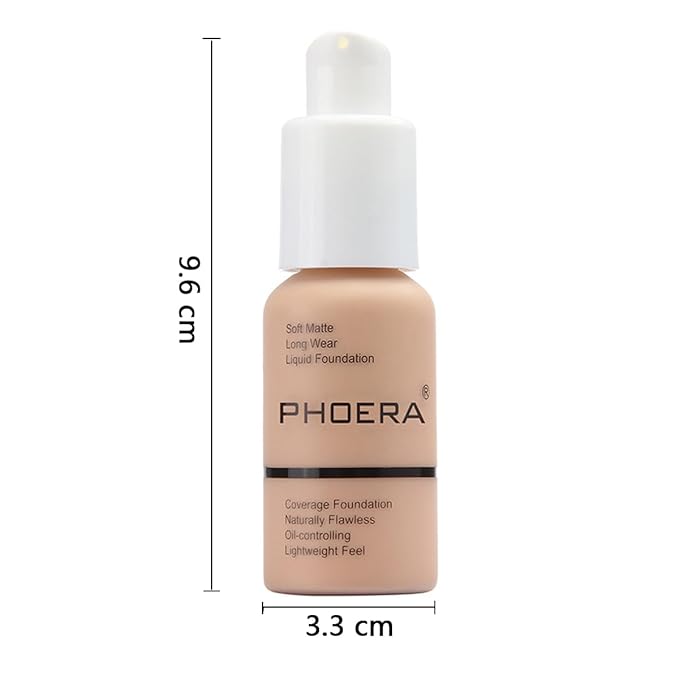 2 Pack PHOERA Foundation,Flawless Soft Matte 24 HR Oil Control Concealer Makeup,Full Coverage Foundation for Women and Girls (102 Nude+104 Buff Beige)