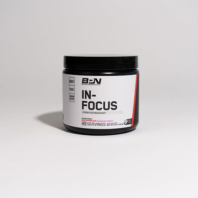 BARE PERFORMANCE NUTRITION, BPN in-Focus Brain Support Supplement, Improve Focus & Energy, Alpha GPC, Watermelon Passionfruit, 40 Servings