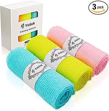 Yiclick Exfoliating Washcloth Towel【3 Pack】- Exfoliating Body Scrubber Exfoliator, Back Scrubber for Shower Bath, Exfoliate Rags Wash Cloths, Loofah Lufa Sponge, Body Scrub & Exfoliation Women Men