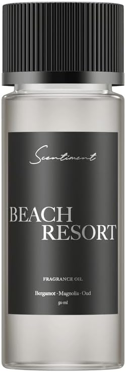 Scentiment Diffuser Oil - Beach Resort | Aromatherapy Fragrance Inspired by 5-Star Hotels | Luxurious Scent with Notes of Bergamot, Ocean, Peony with Amber & Sandalwood (50 mL)