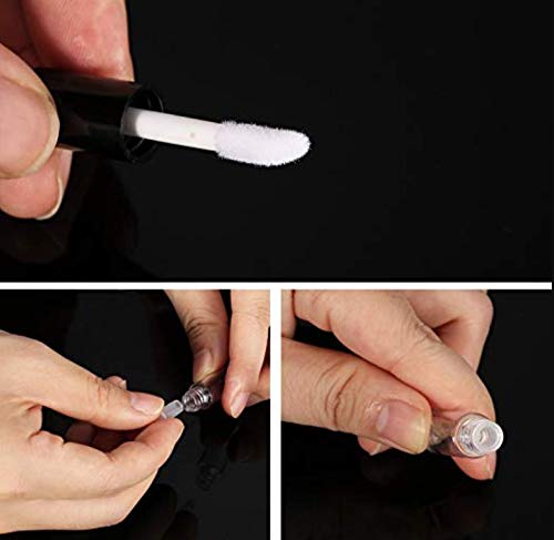 12Pcs 1.2ml Mini Empty Refillable Clear Plastic Lip Gloss Tubes Cosmetic Makeup Sample Packing Storage Container Vial Pot(Black)