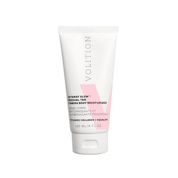 Volition Beauty Getaway Glow Gradual Tan Firming Body Moisturizer with Vegan Collagen + Squalane | Skin Smoothing Cream, Stretchmark Treatment & Sunless Tanning Lotion | Quick Drying Formula