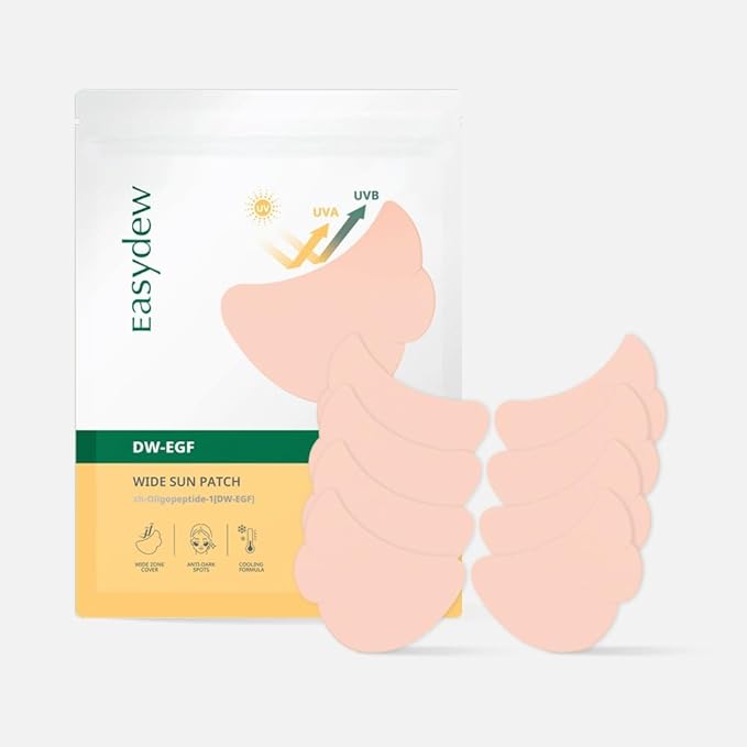 EASYDEW DW-EGF Wide Patch 4g*4ea - Outdoor UV Block Sun Patches for Golf, Riding, Hiking, Driving - Panthenol, Niacinamide, Glutathione - Cooling & Soothing Face Shield Sticker