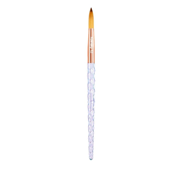 KIARA SKY Clear Crystal Acrylic Nail Brush - Professional Nail Tool - Nail Kolinsky Brush - 100% Kolinsky Hand Crafted Nail Tools - Long Lasting Nail Acrylic Brush, #12