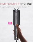 TYMO Automatic Rotating Curling Iron - TYMO CURLPRO Beach Waves Curling Wand, Portable Hair Curler, 500 Million Ionic, Dual Voltage & Lightweight for Travel, Ceramic Coating, 1 Inch, Metallic Gray